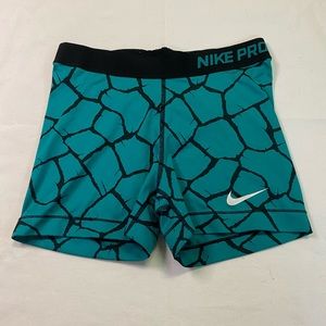 Teal and Black Nike Spandex Shorts